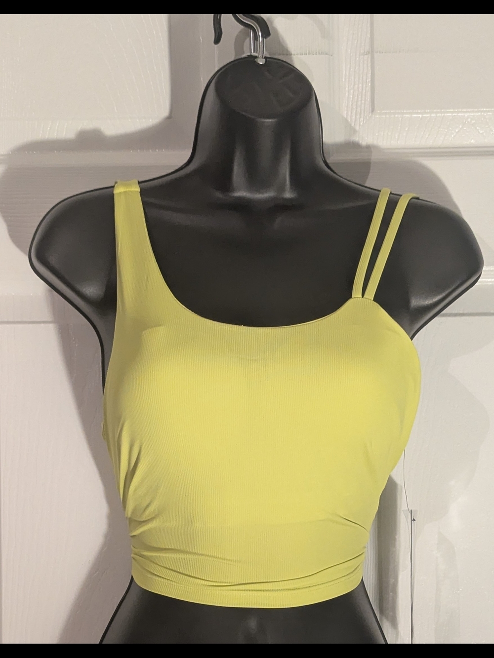 Mono B Neon Lime Asymmetrical One Shoulder Sports Bra Crop Top